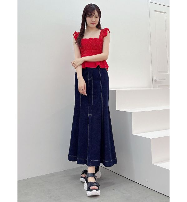 MERCURYDUO「シャーリングフリルバックシャンブラウス」|シャツ・ブラウス|