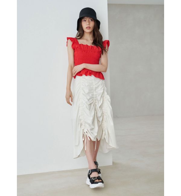 MERCURYDUO「シャーリングフリルバックシャンブラウス」|シャツ・ブラウス|