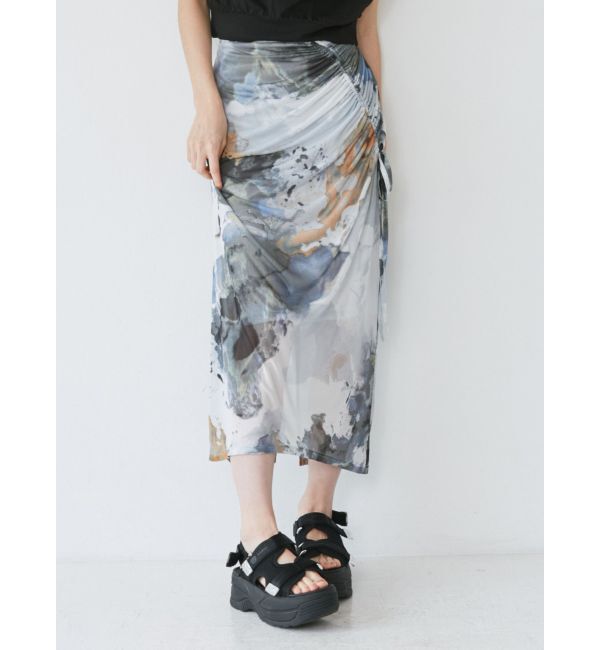 MURUA「アシメドローストリングナロースカート」|スカート|グレー