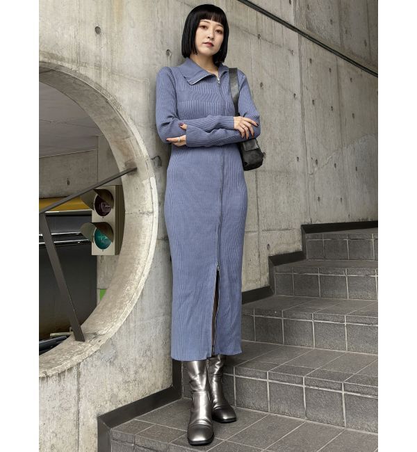 MURUA「アシメZIPニットワンピース」|ワンピース|