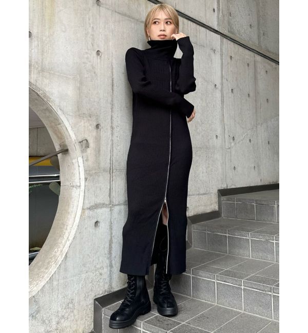 MURUA「アシメZIPニットワンピース」|ワンピース|