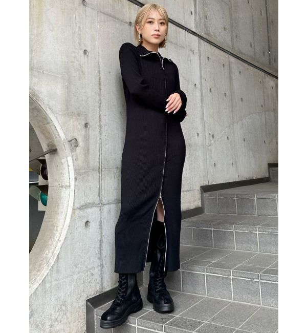 MURUA「アシメZIPニットワンピース」|ワンピース|