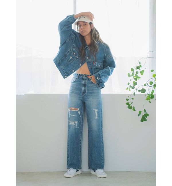 Ungrid「ハイウエストルーズクラッシュストレートデニム」|デニム|