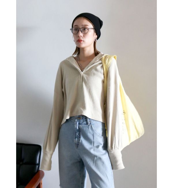 Ungrid「ヘンリーネックテレコロングスリーブTee」|Tシャツ・カットソー|