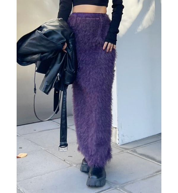 EVRIS「ラメフリンジロングスカート」|スカート|パープル