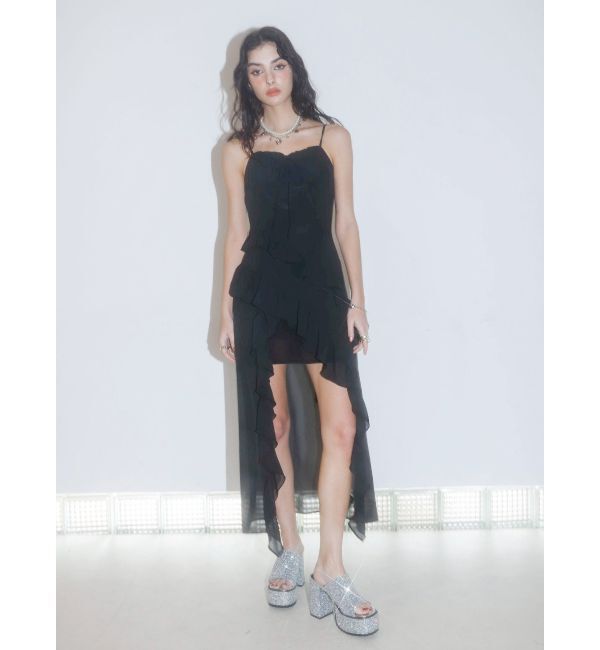 EVRIS「ギャザーアシンメトリーロングワンピース」|ワンピース|