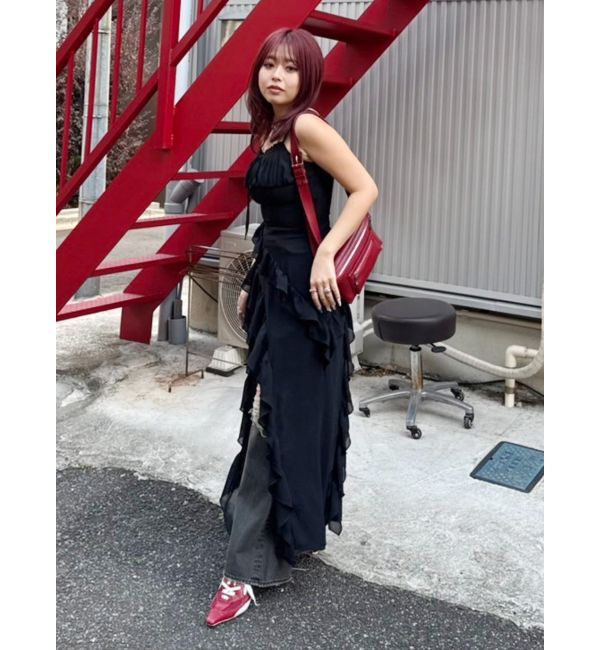 EVRIS「ギャザーアシンメトリーロングワンピース」|ワンピース|