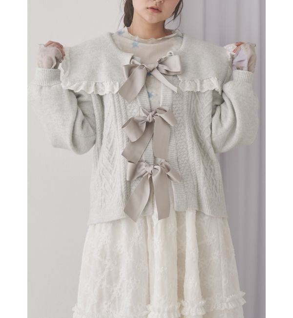 merry jenny「セーラーリボンカーディガン」|カーディガン|ライトグレー
