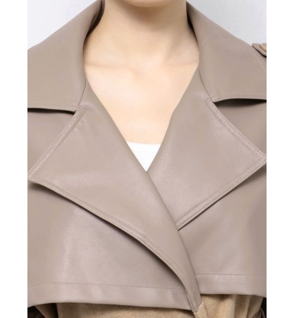 GYDA「フェイクレザーレイヤードトレンチコート」|トレンチコート|