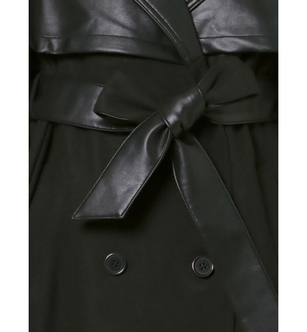 GYDA「フェイクレザーレイヤードトレンチコート」|トレンチコート|