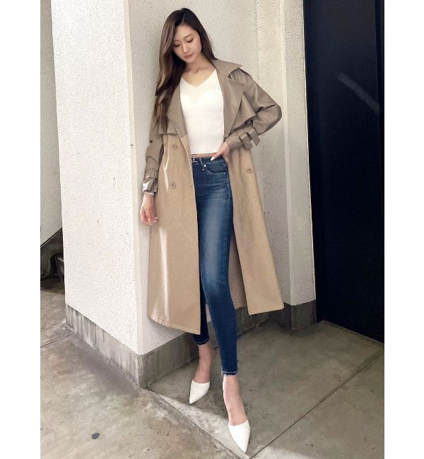 GYDA「フェイクレザーレイヤードトレンチコート」|トレンチコート|ベージュ