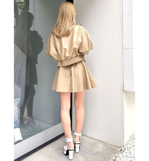 GYDA「レースラインボリュームスリーブフェイクレザージャケット【SETUP着用可】」|ブルゾン・スタジャン|