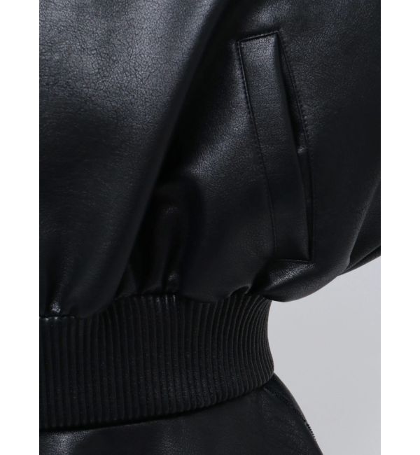GYDA「レースラインボリュームスリーブフェイクレザージャケット【SETUP着用可】」|ブルゾン・スタジャン|