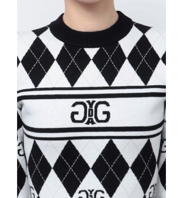 GYDA「アーガイルSymmetry GYDAタイトニットワンピース」|ワンピース|