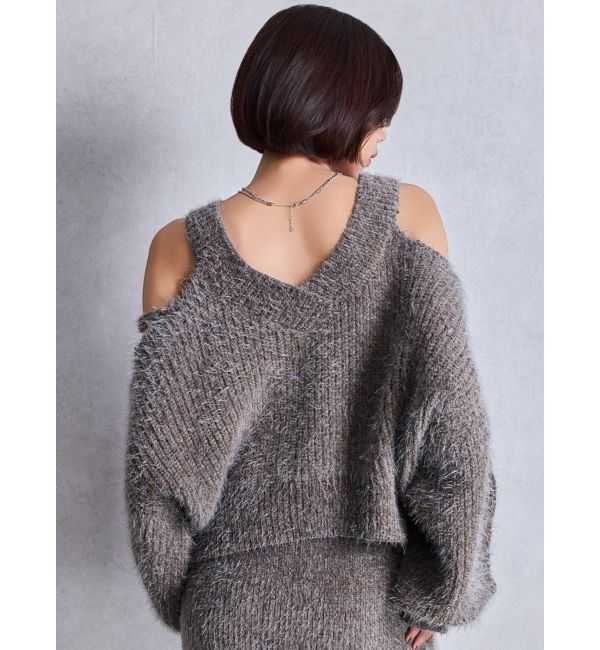 GYDA「レースアップシャギーニットトップス」|ニット・セーター|