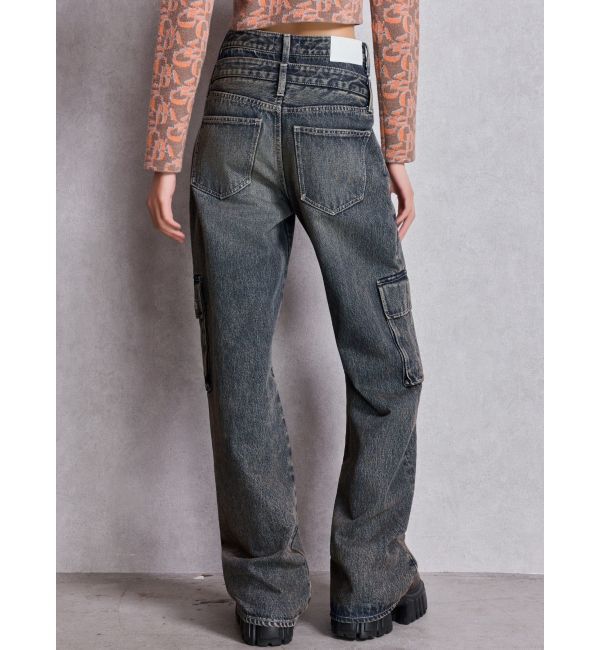 GYDA「ハイウエスト CUT OUT CARGOワイトデニムパンツ」|デニム|