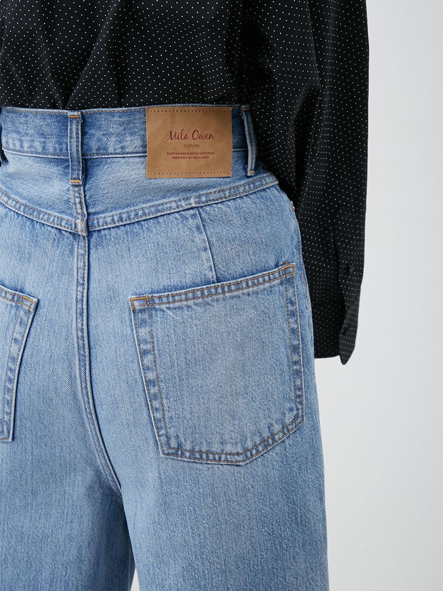Mila Owen「ハイウエストワイドデニムパンツ」|デニム|