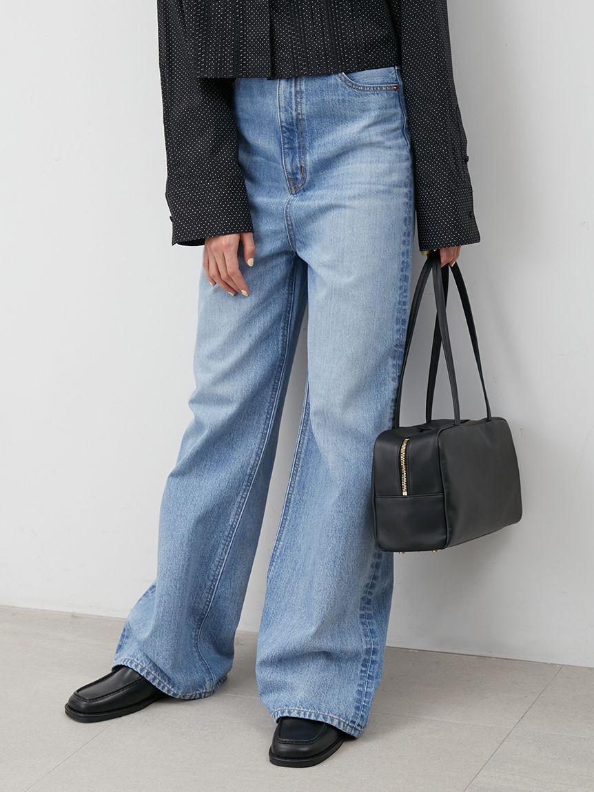 Mila Owen「ハイウエストワイドデニムパンツ」|デニム|