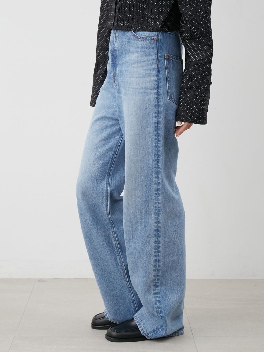Mila Owen「ハイウエストワイドデニムパンツ」|デニム|