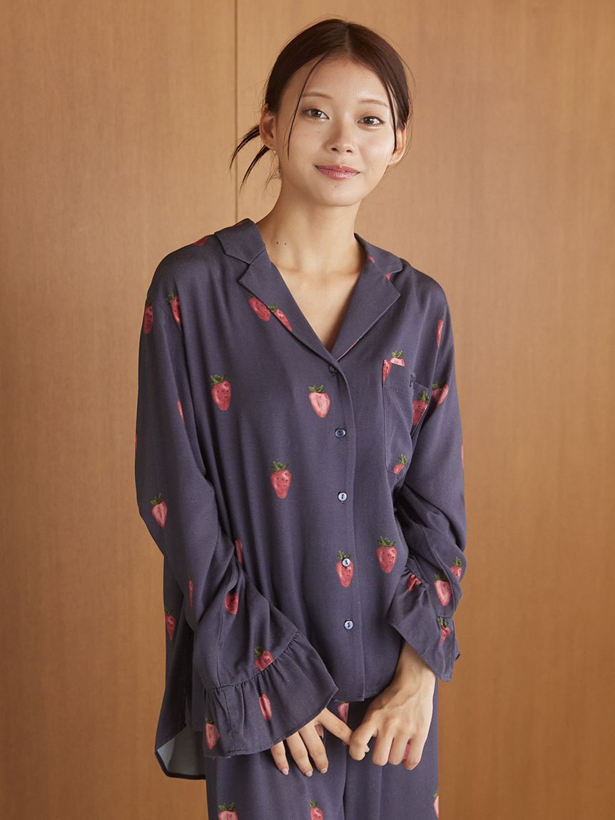 gelato pique「ストロベリー柄ツイルシャツ」|ルームウェア|
