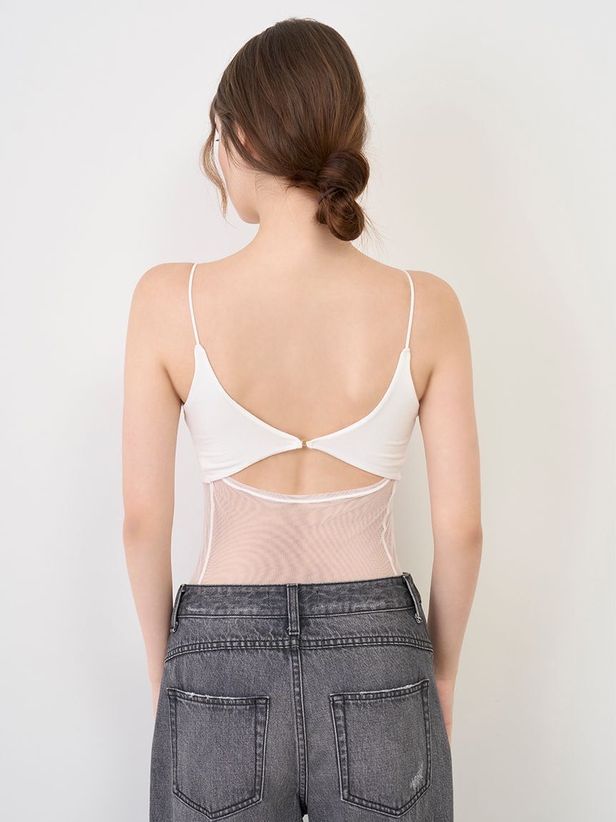 LILY BROWN Lingerie「【LILY BROWN Lingerie】カップ付ハーフシアーキャミ」|キャミソール|