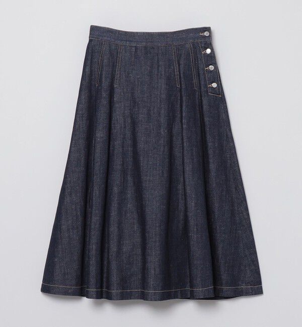 MACKINTOSH PHILOSOPHY「コットンリネンデニムタックプリーツスカート」|スカート|ネイビー
