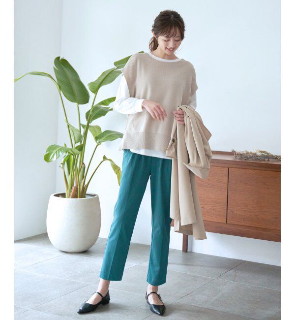 ikka「BeasyStretch テーパードパンツ」|スラックス|