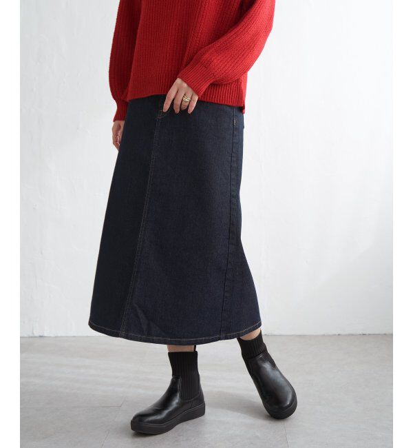 ikka「デニムロングスカート」|スカート|ネイビーブルー