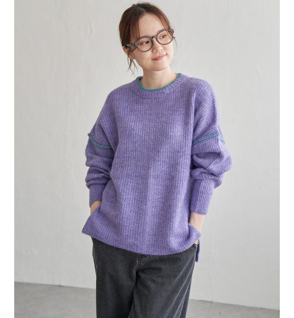 Lbc with Life「配色ステッチ畦ニットプルオーバー」|カーディガン|