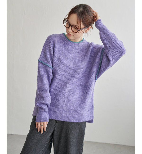 Lbc with Life「配色ステッチ畦ニットプルオーバー」|カーディガン|