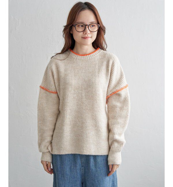 Lbc with Life「配色ステッチ畦ニットプルオーバー」|カーディガン|