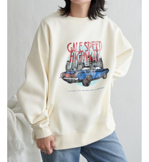 VENCE share style「レトロカープリントスウェット」|スウェット・ジャージ|アイボリー