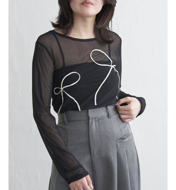 VENCE share style「シアーリボンコード刺繍プルオーバー」|Tシャツ・カットソー|