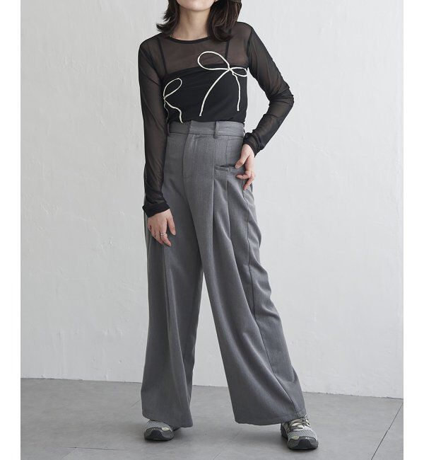 VENCE share style「シアーリボンコード刺繍プルオーバー」|Tシャツ・カットソー|