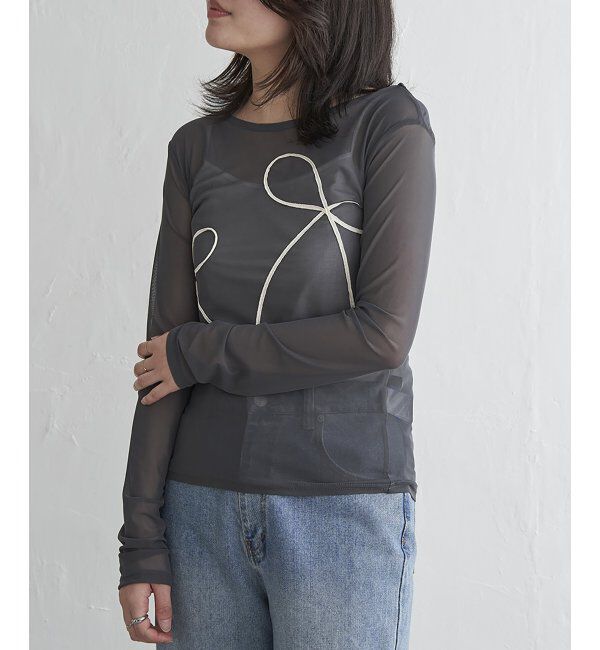 VENCE share style「シアーリボンコード刺繍プルオーバー」|Tシャツ・カットソー|