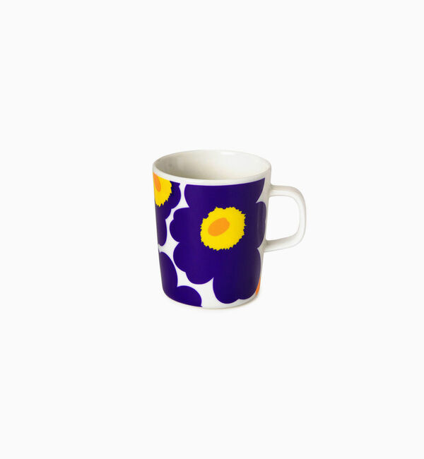 Marimekko「Unikko マグカップ 250ml」|グラス・マグカップ|ホワイト&times;ネイビー