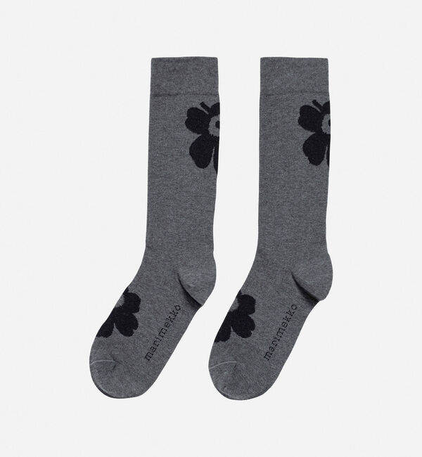 Marimekko「Detsku Unikko ソックス」|ソックス|ダークグレー&times;グレー