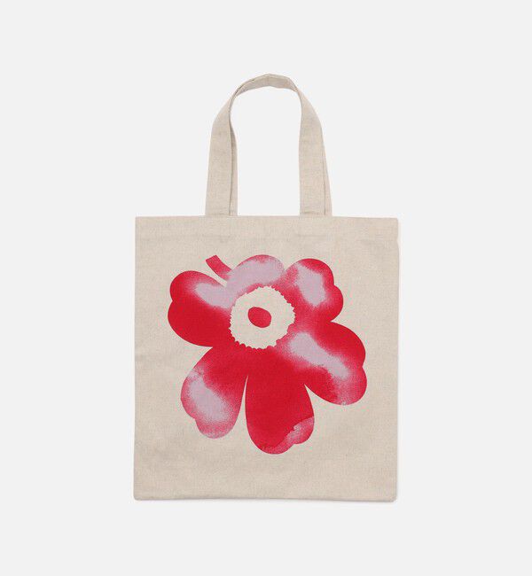 Marimekko「Vankka Akvarelli Unikko Placement トートバッグ」|トートバッグ|ライラック&times;レッド