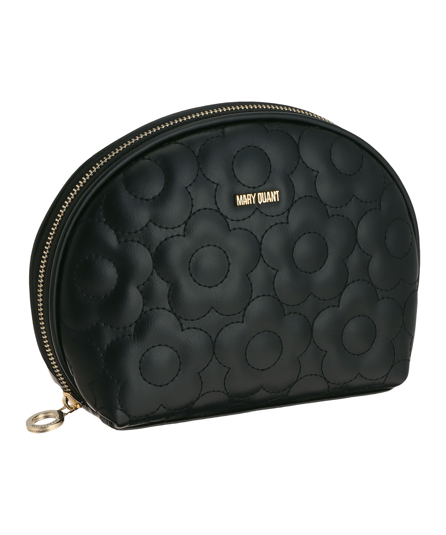MARY QUANT「キルトフォームデイジー ラウンドポーチL」|ポーチ|ブラック