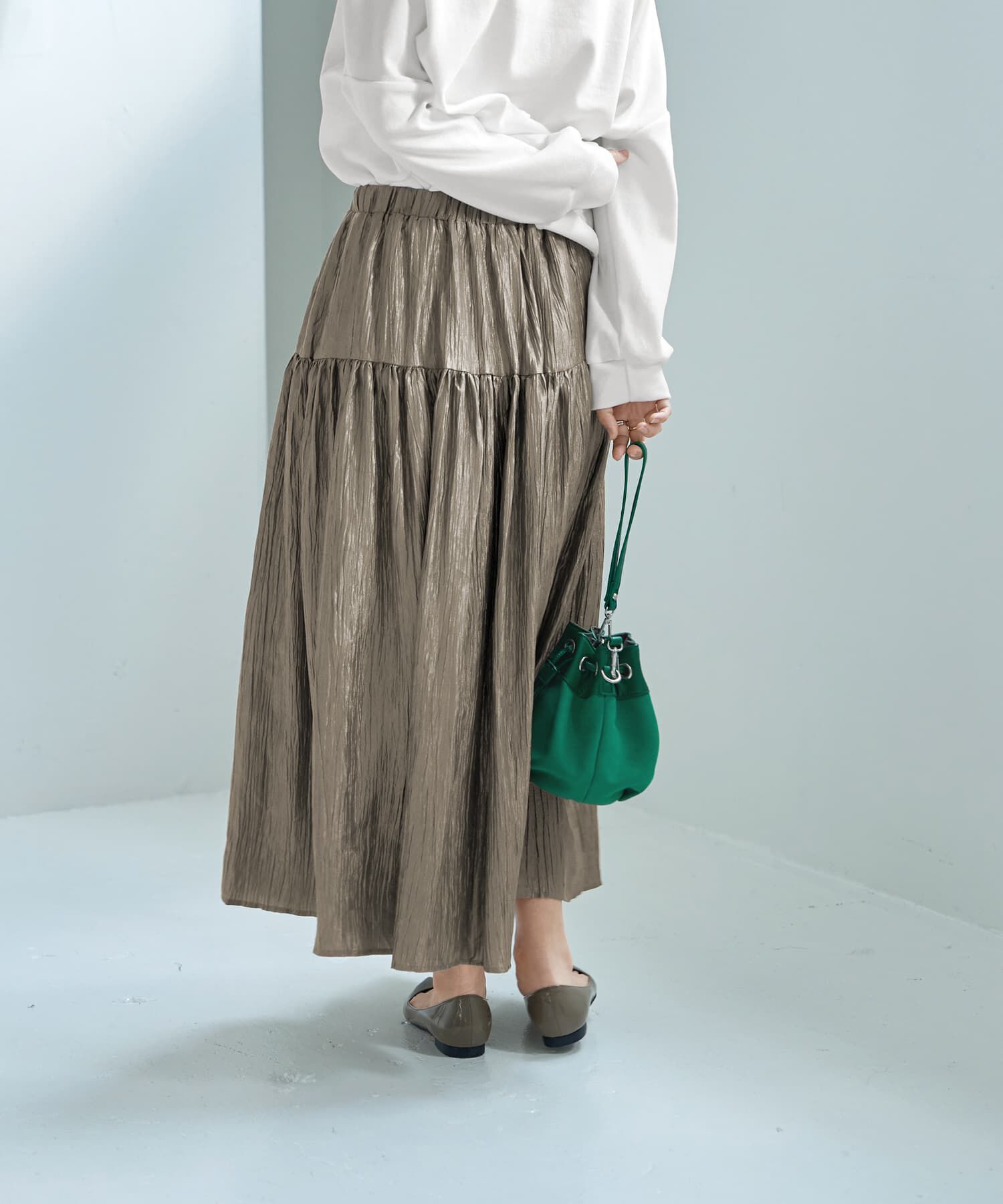 STYLE DELI「シャイニー切替ギャザースカート」|スカート|