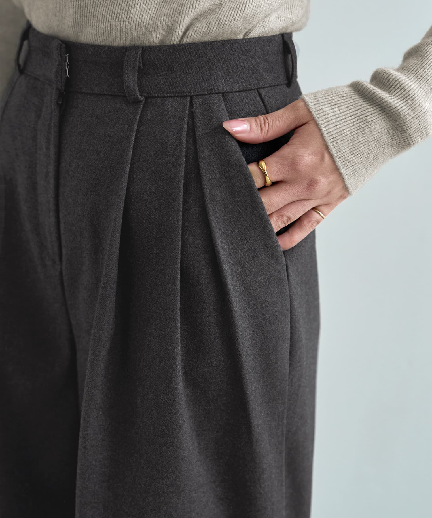 STYLE DELI「ウール調MIXタックワイドパンツ」|その他|