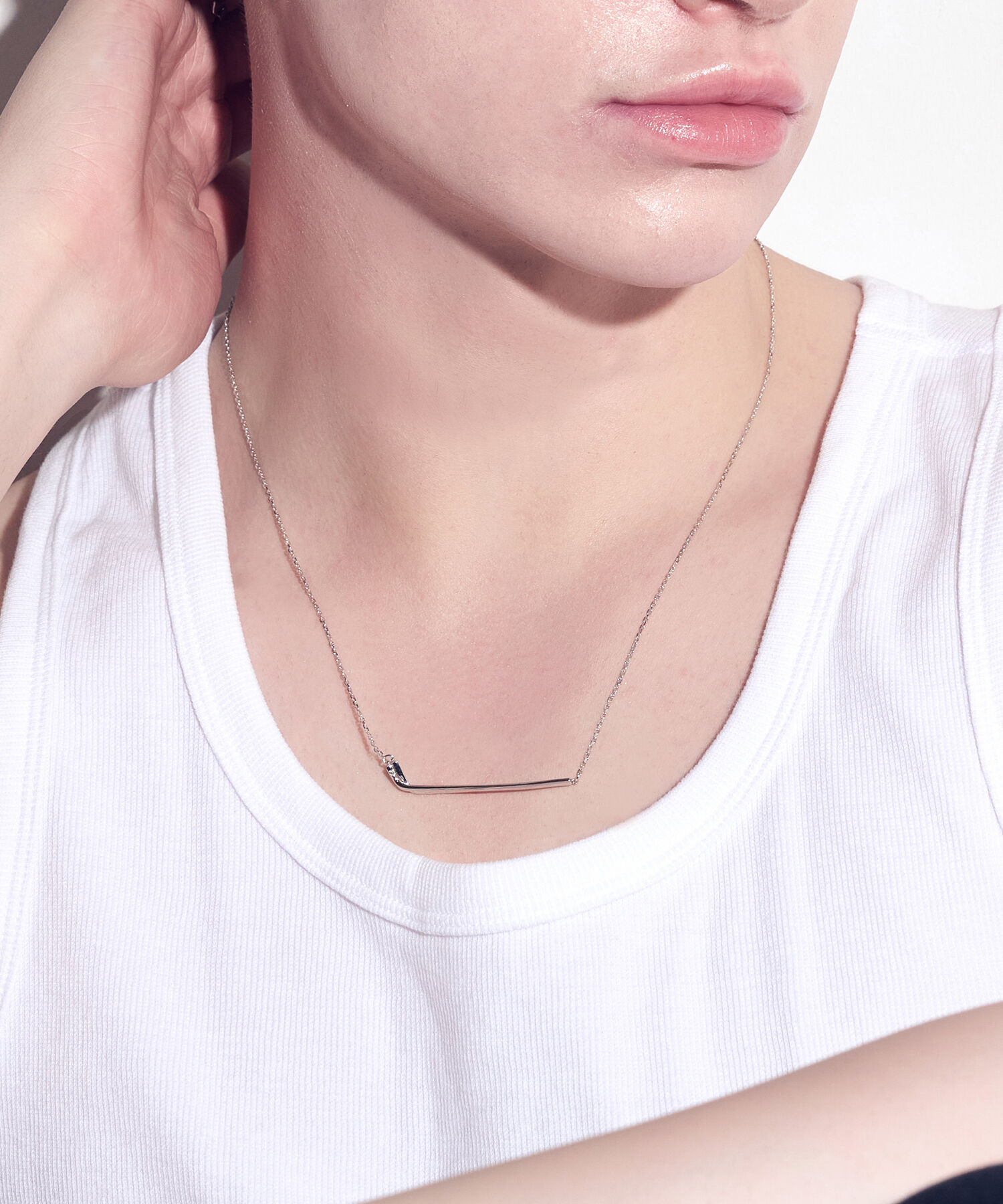 JUPITER「【SV925】ダブルバーダイヤモンドネックレス/ペア/シルバー」|ネックレス|