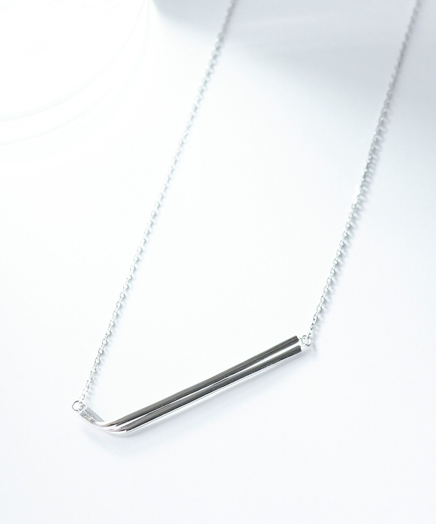 JUPITER「【SV925】ダブルバーダイヤモンドネックレス/ペア/シルバー」|ネックレス|