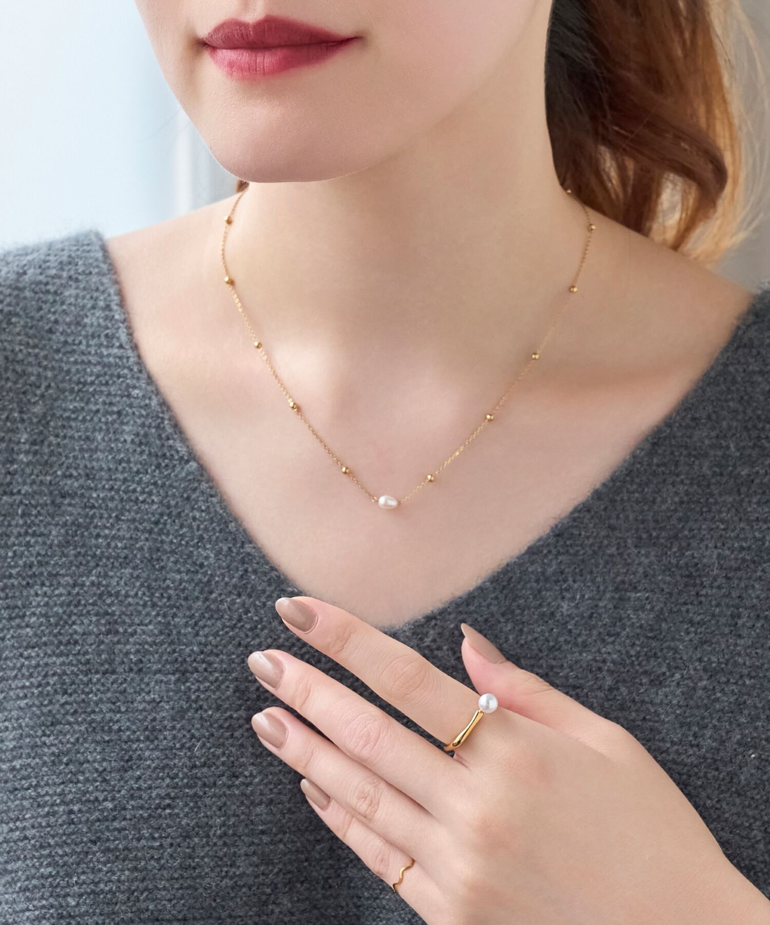 Phoebe「【金属アレルギー対応】ドリッピングウォーターパールネックレス/サージカルステンレス」|ネックレス|