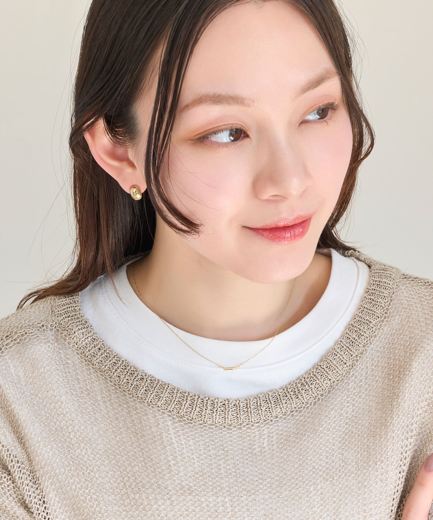 Phoebe「【金属アレルギー対応】ストレートバービジューネックレス　ゴールド」|ネックレス|