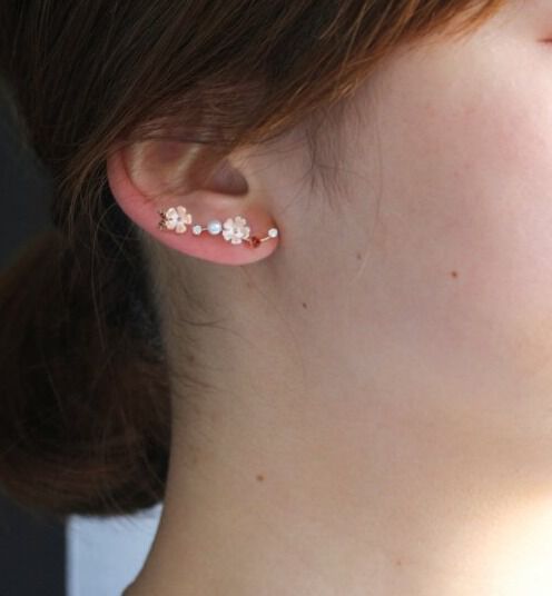  「ピンクシェル / ガーネット サクラ ピアス | K10PG」|ピアス|