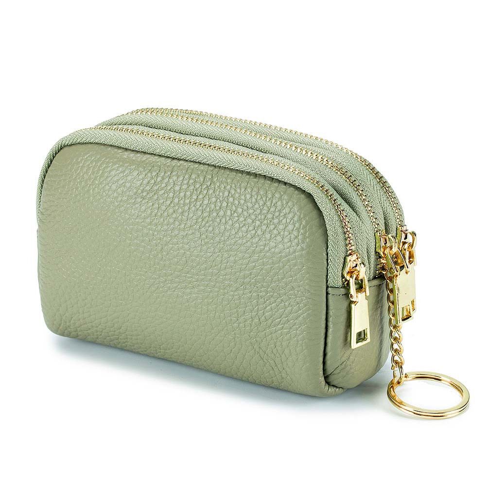 BACKYARD FAMILY「ポーチ 小物入れ 通販 バッグインバッグ 財布 軽量 大容量 本革 3ポケット 仕切り 自立」|ポーチ|グリーン2