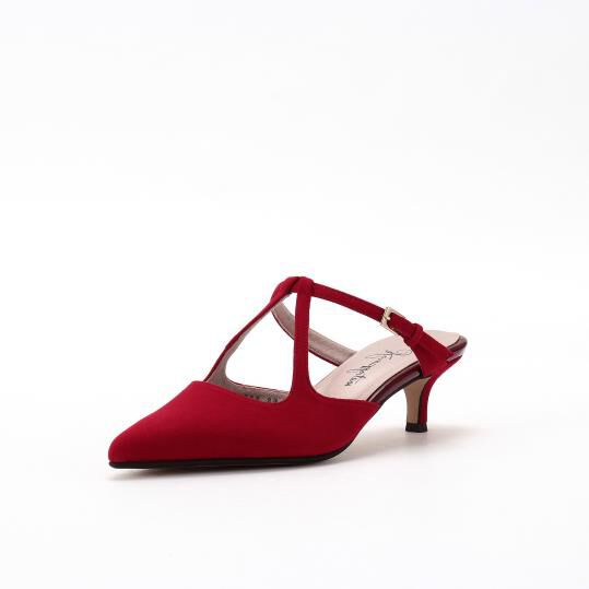 銀座かねまつ「LSDT2552SUERED 【本革】トライアングルストラップミュール」|サンダル|レッド