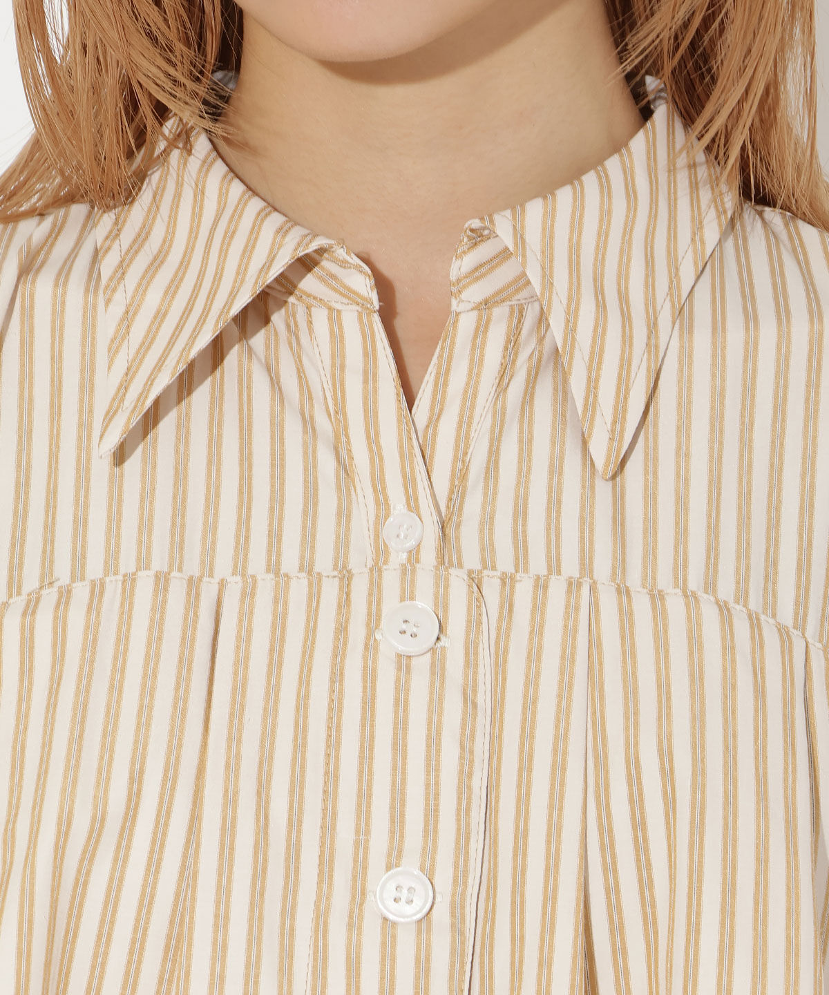 アンドクチュール「ビスチェ切替ストライプシャツワンピース」|ワンピース|