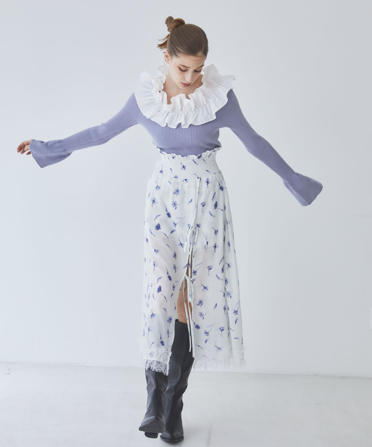 REDYAZEL「フリルドッキングリブニット」|ニット・セーター|